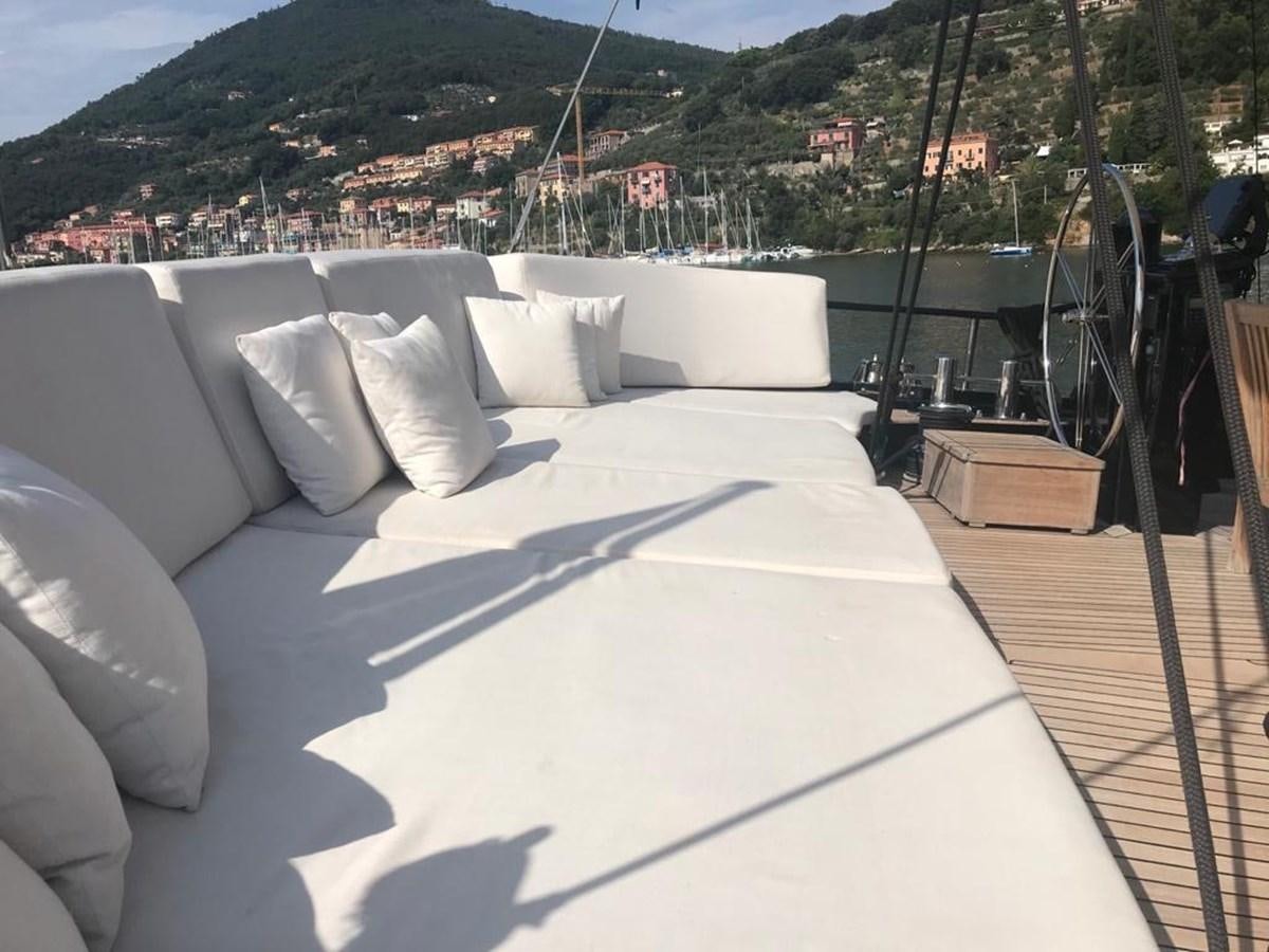 a bed on a deck aboard BLACKWOOD I Yacht for Sale