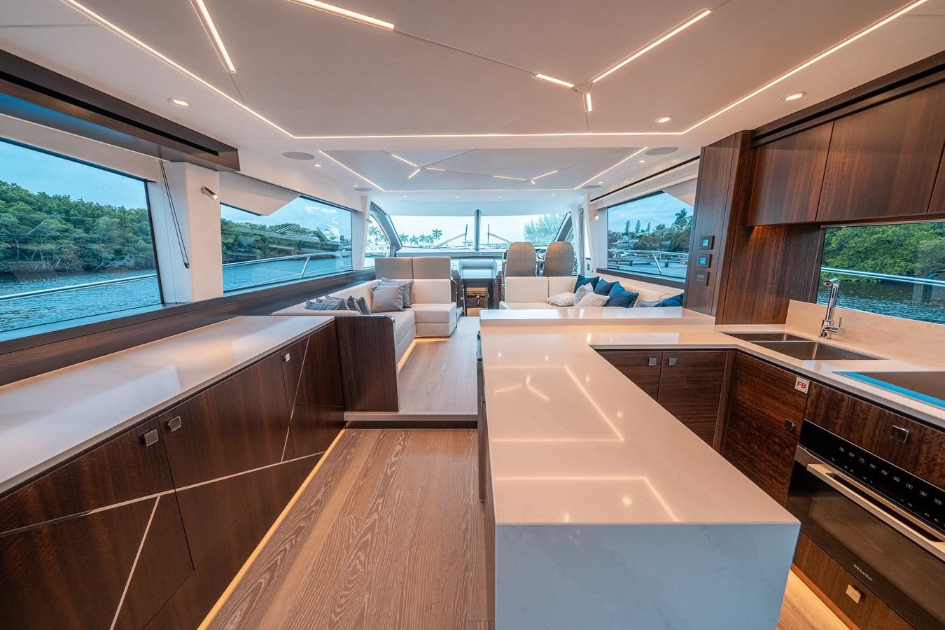 a large modern looking kitchen aboard MANHATTAN 68 Yacht for Sale