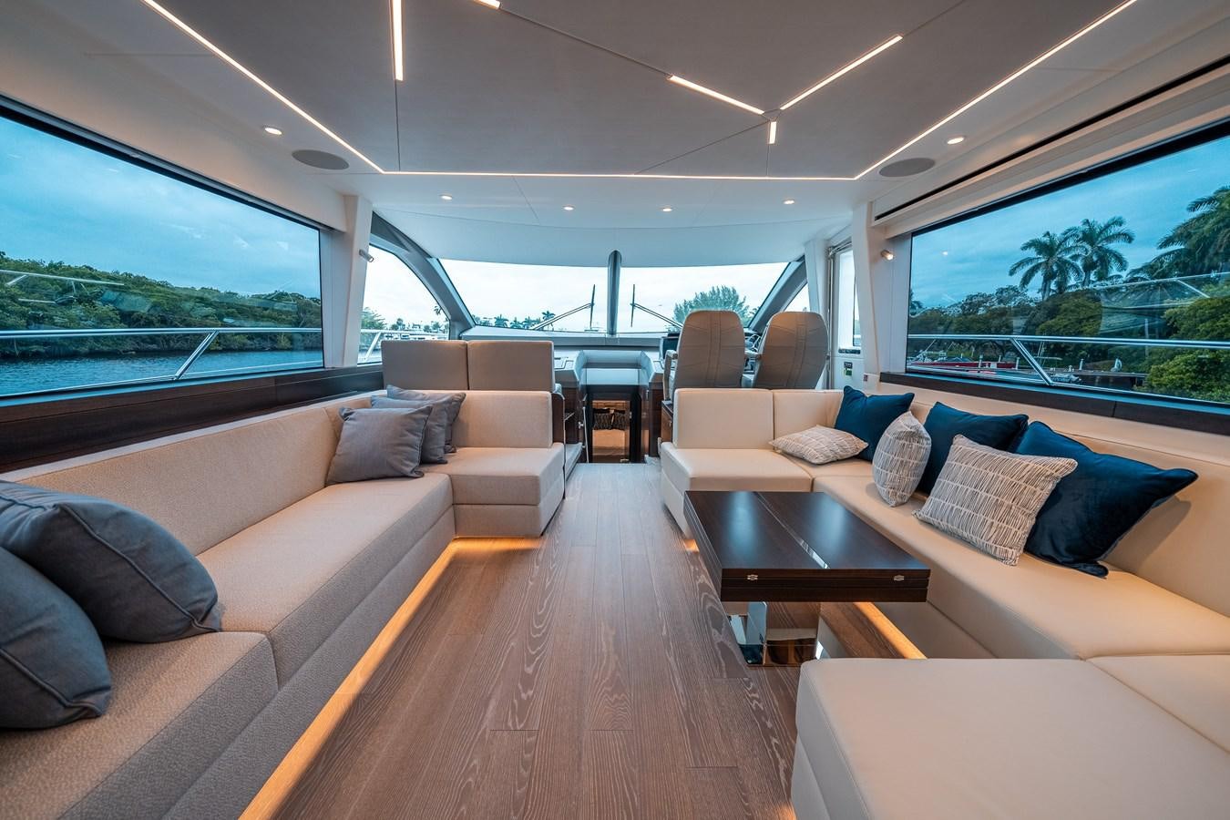 inside of a car aboard MANHATTAN 68 Yacht for Sale
