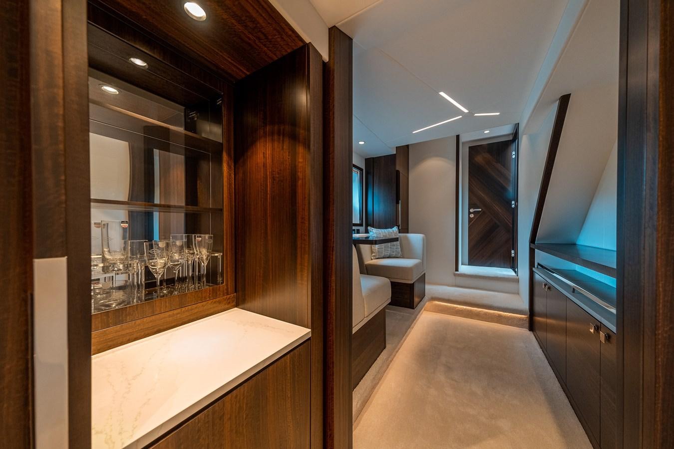 a room with a large mirror aboard MANHATTAN 68 Yacht for Sale