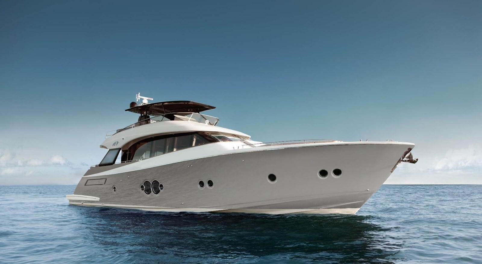 a white yacht in the water aboard SKYFALL Yacht for Sale