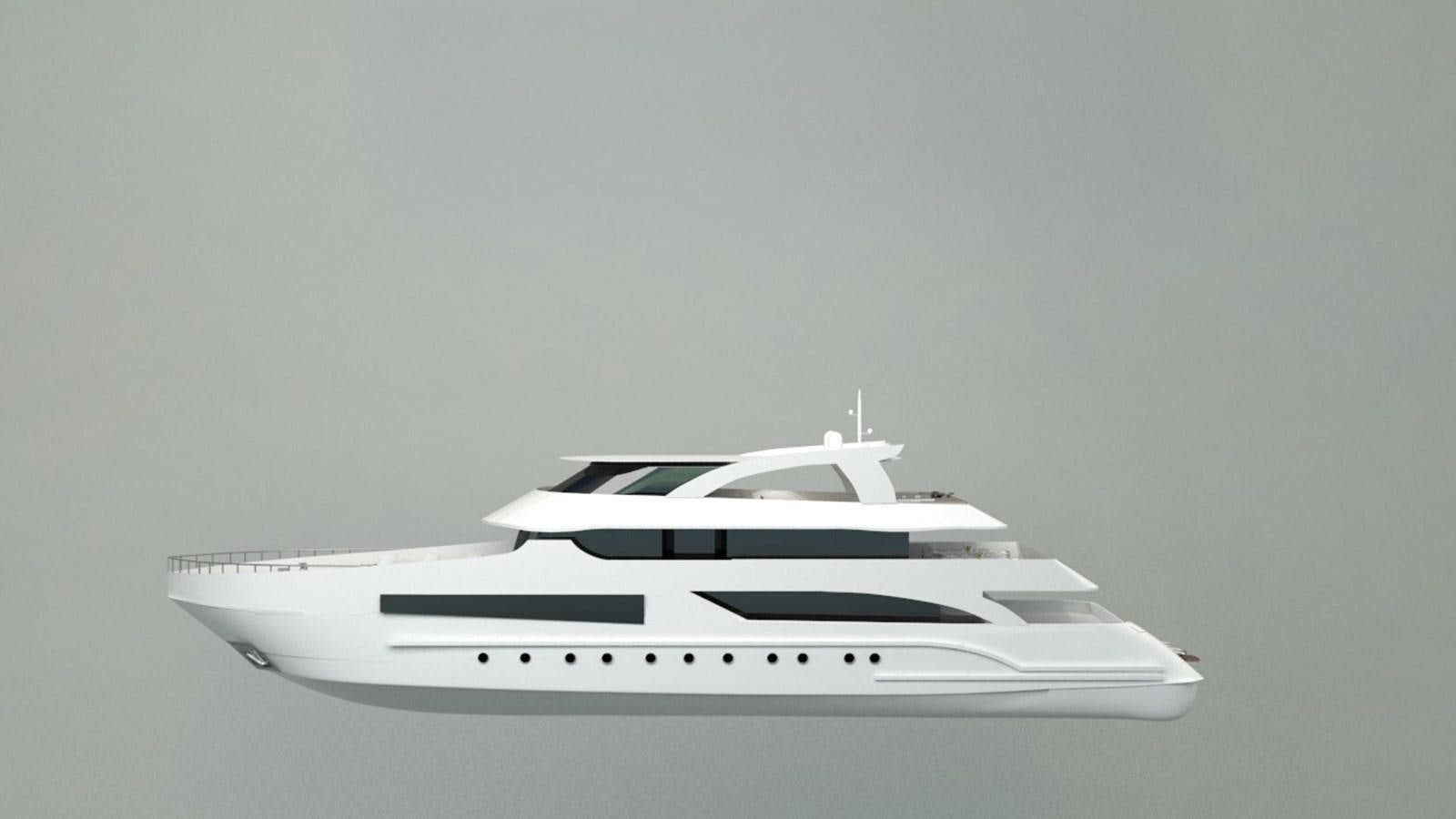 a white boat on a white background aboard 42 M YATCH Yacht for Sale
