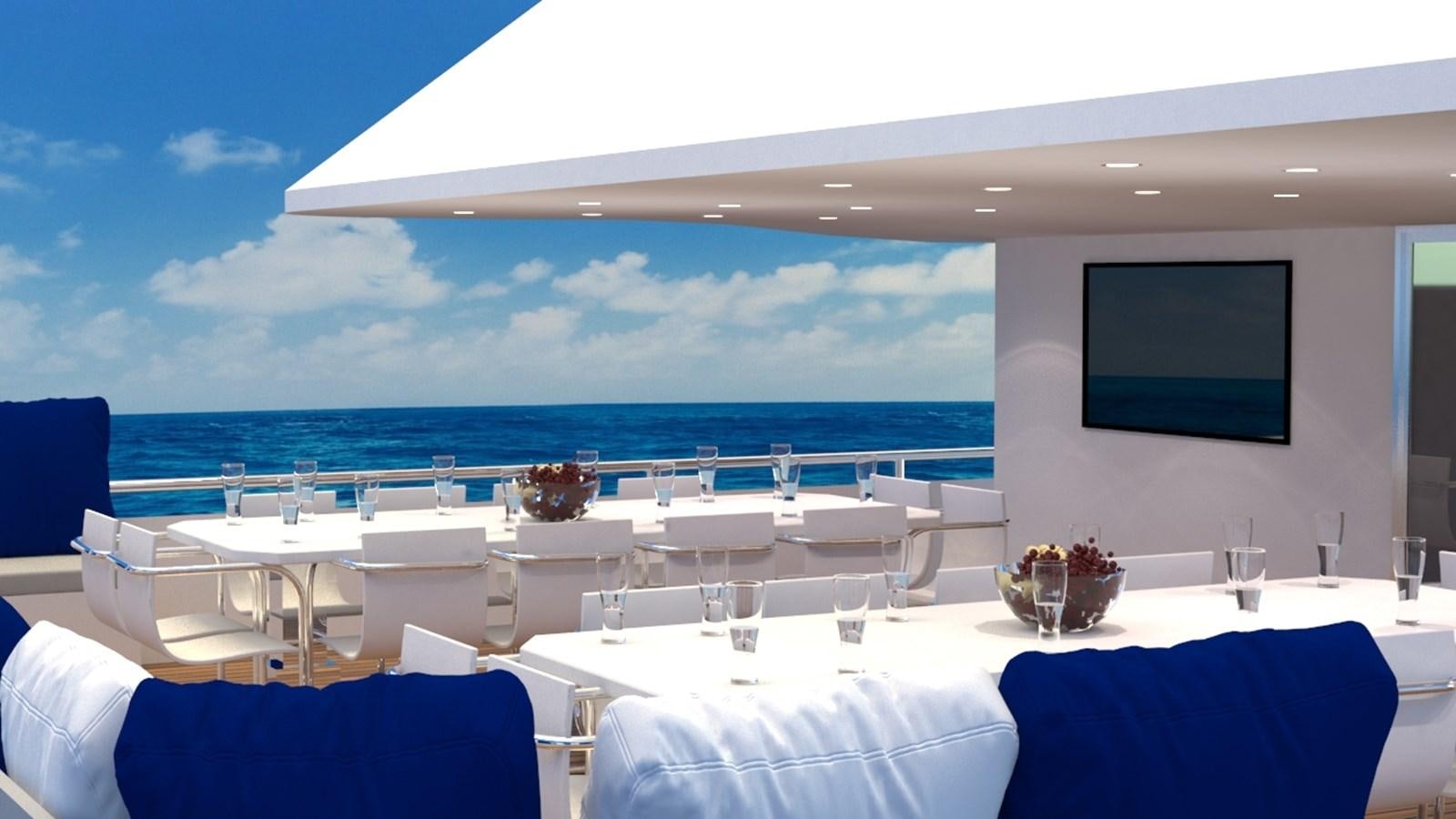 a room with a table and chairs and a tv on the wall aboard 42 M YATCH Yacht for Sale