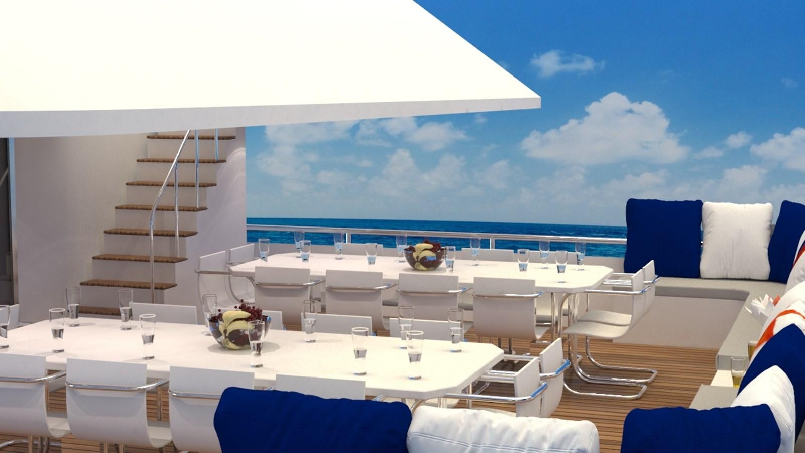 a room with a large white table and chairs and a large window aboard 42 M YATCH Yacht for Sale