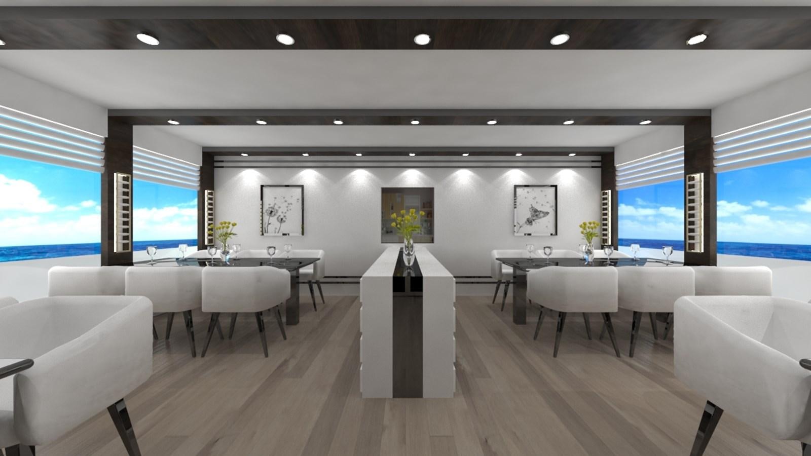 a room with tables and chairs aboard 42 M YATCH Yacht for Sale