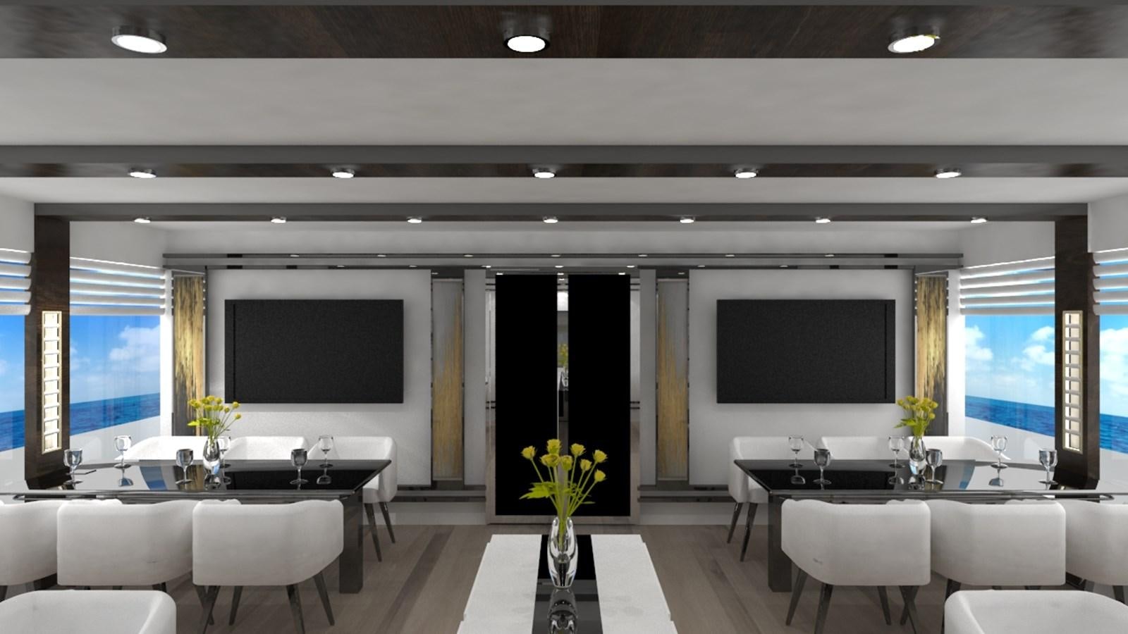 a room with a large screen aboard 42 M YATCH Yacht for Sale