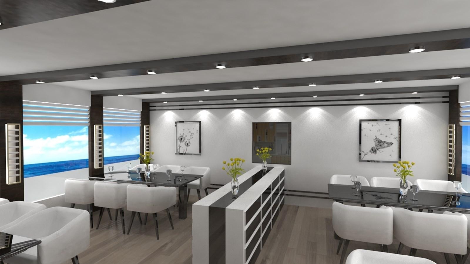 a room with tables and chairs aboard 42 M YATCH Yacht for Sale