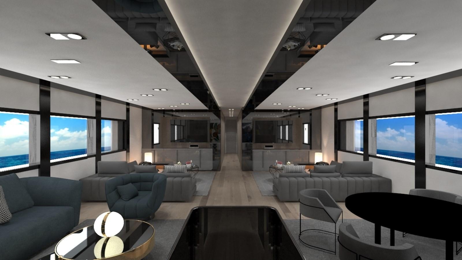 a room with a large table and chairs and a large window aboard 42 M YATCH Yacht for Sale