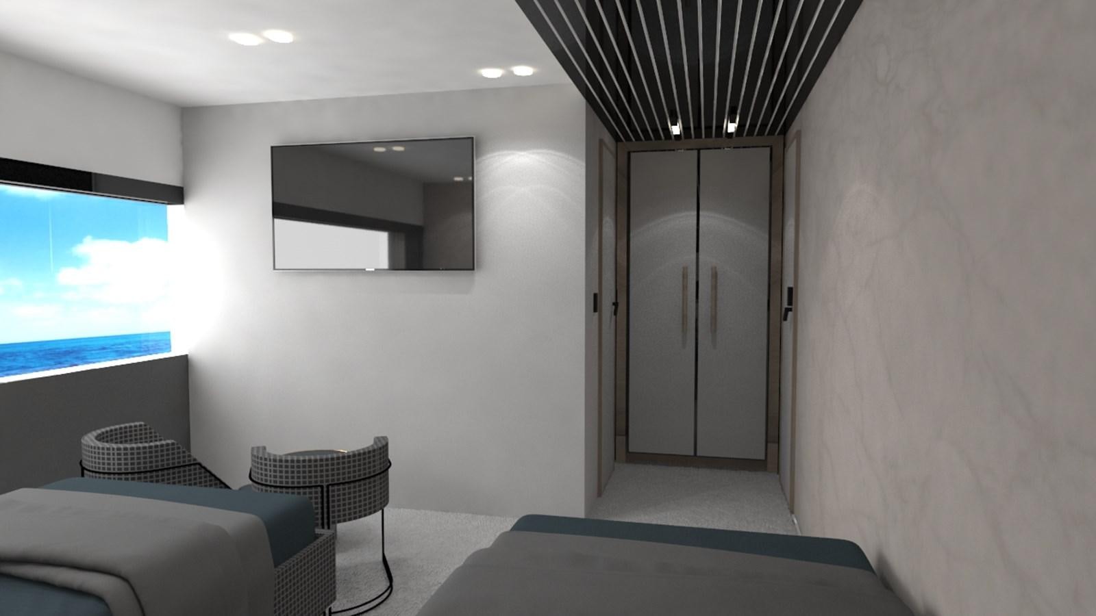 a room with a tv and a couch aboard 42 M YATCH Yacht for Sale