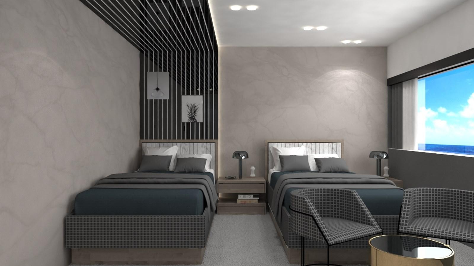 a room with two beds aboard 42 M YATCH Yacht for Sale