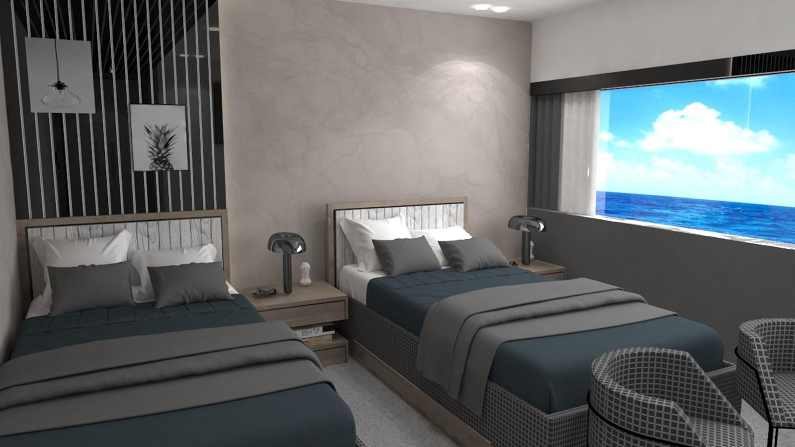 a room with two beds aboard 42 M YATCH Yacht for Sale