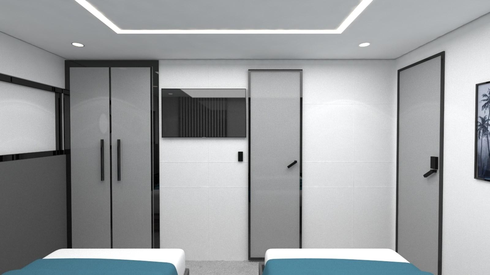 a room with a door and a mirror aboard 42 M YATCH Yacht for Sale