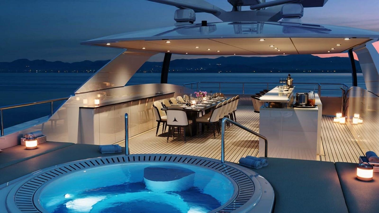 a pool on a deck aboard ALP Yacht for Sale