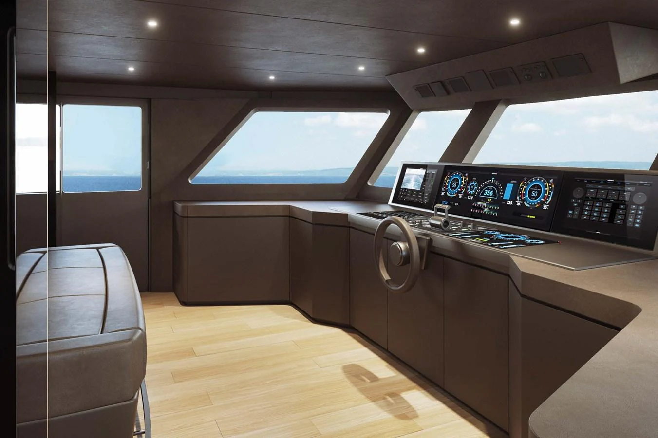 a control panel in a control room aboard LORI Yacht for Sale