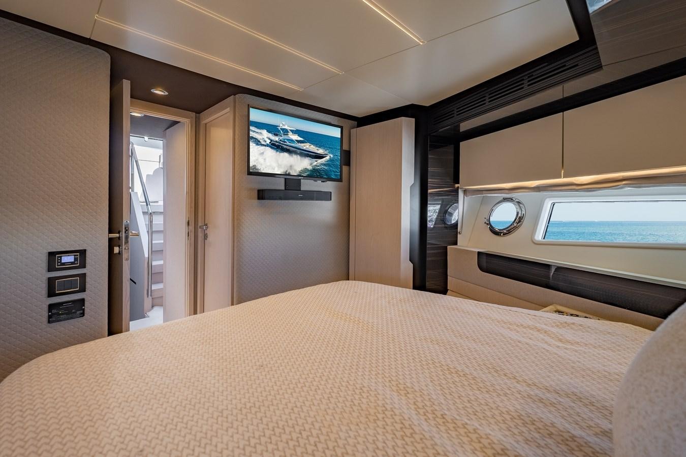 a bed in a room aboard KNOT DIVORCE Yacht for Sale