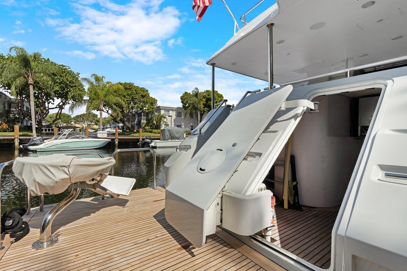 a boat on a dock aboard MAC Yacht for Sale