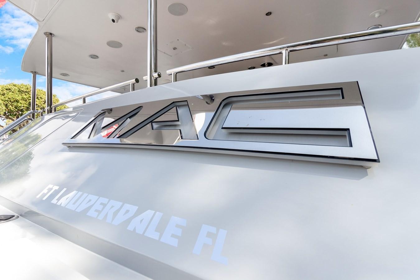 the front of a white car aboard MAC Yacht for Sale