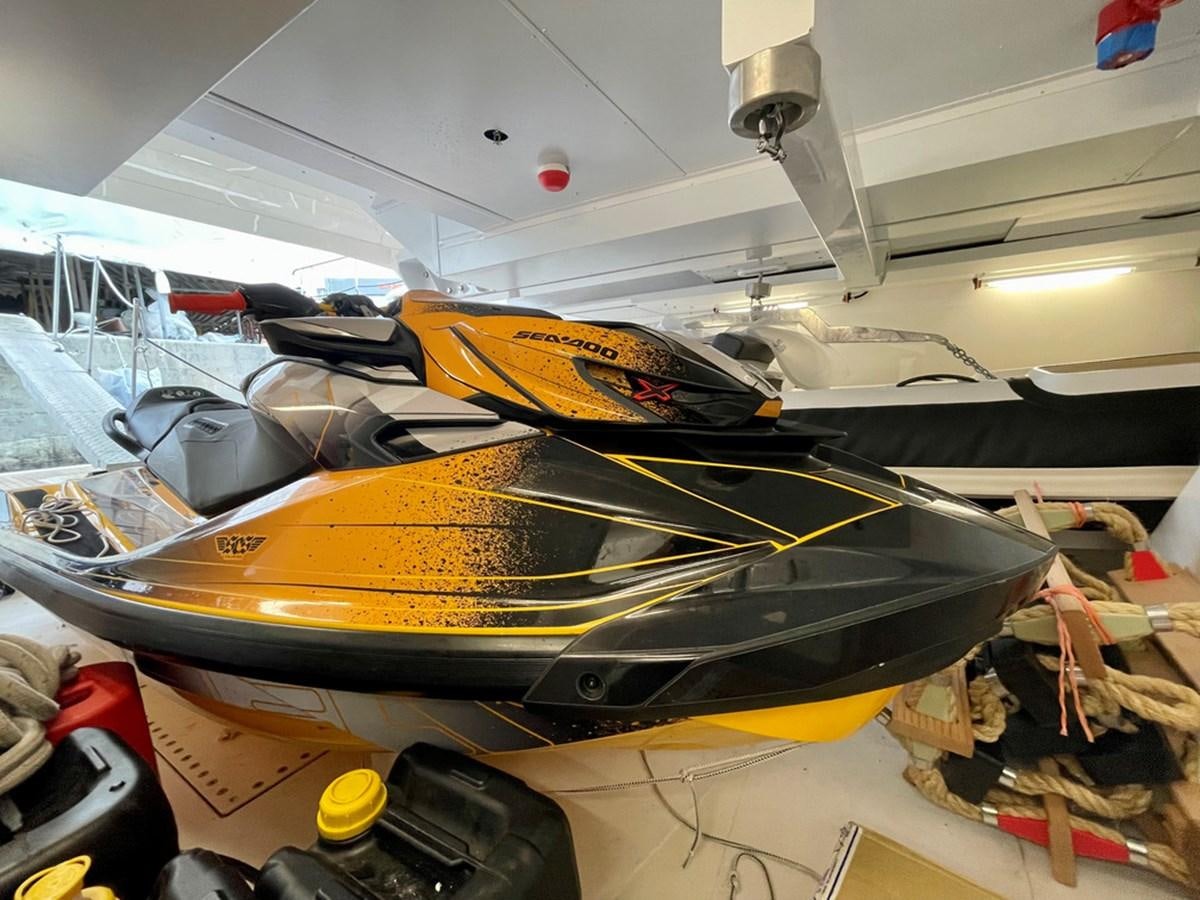 a large airplane with many seats aboard INS LAND Yacht for Sale