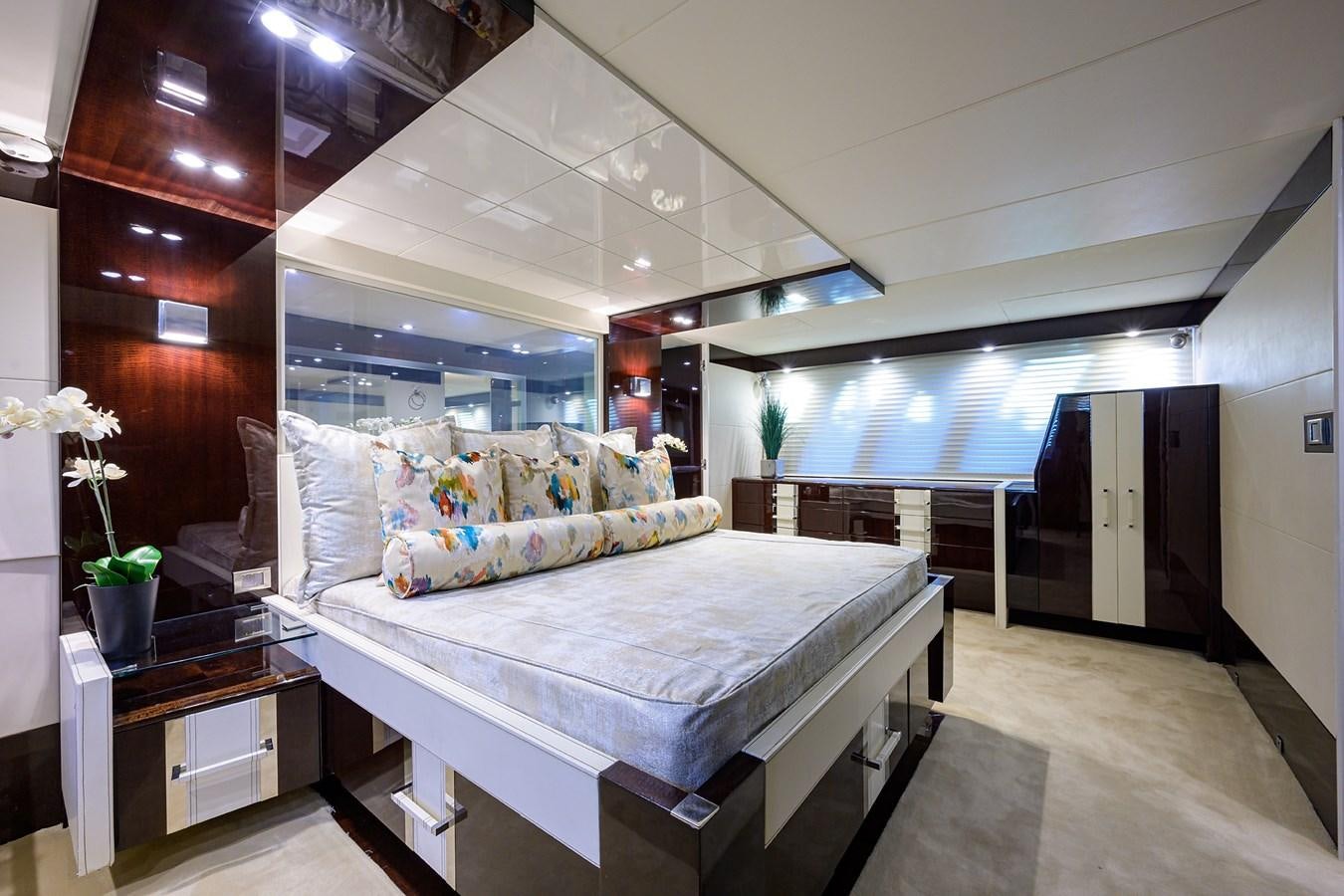 a bed in a room aboard ALGORYTHM Yacht for Sale