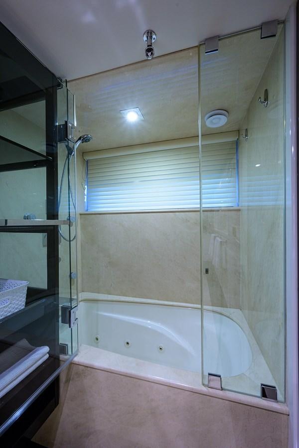 a shower with a glass door aboard ALGORYTHM Yacht for Sale