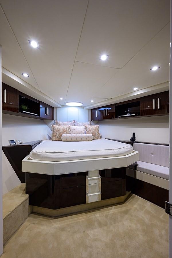 a large white bed in a room aboard ALGORYTHM Yacht for Sale