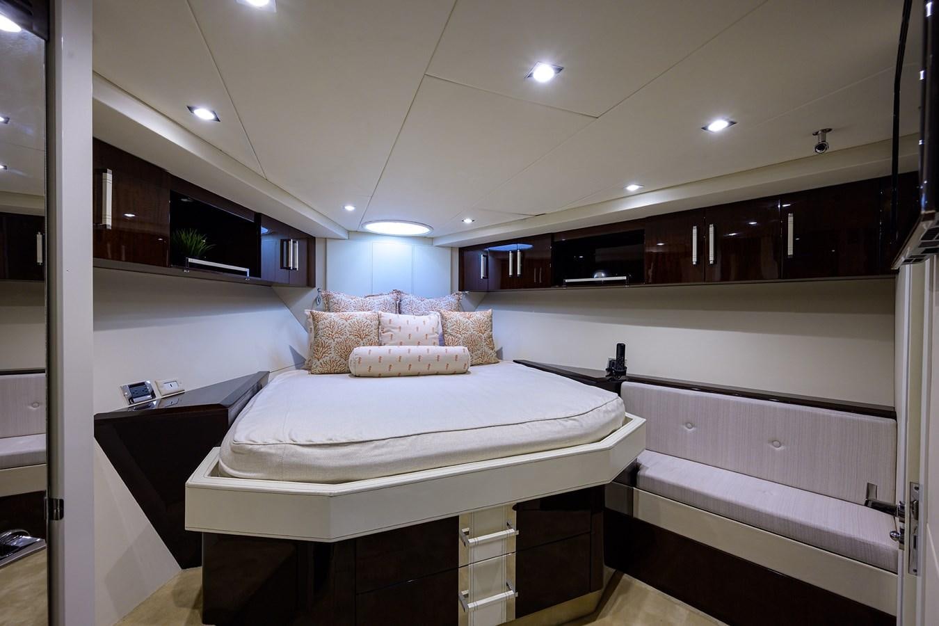a room with a bed and a desk aboard ALGORYTHM Yacht for Sale