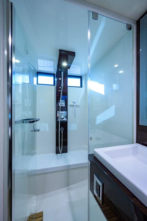 a shower unit in a bathroom aboard ALGORYTHM Yacht for Sale