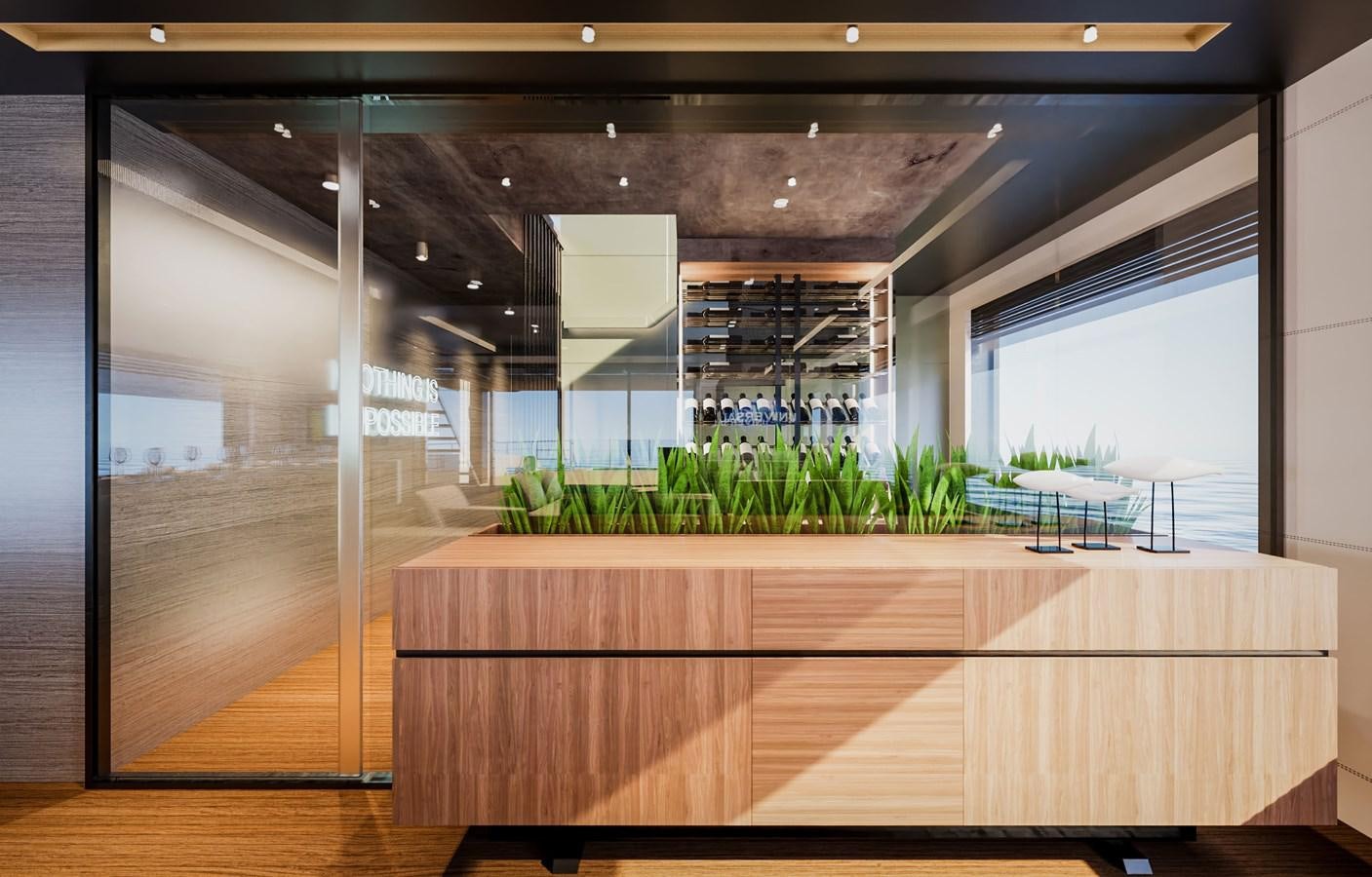 a room with a table and chairs aboard PICCOLO Yacht for Sale