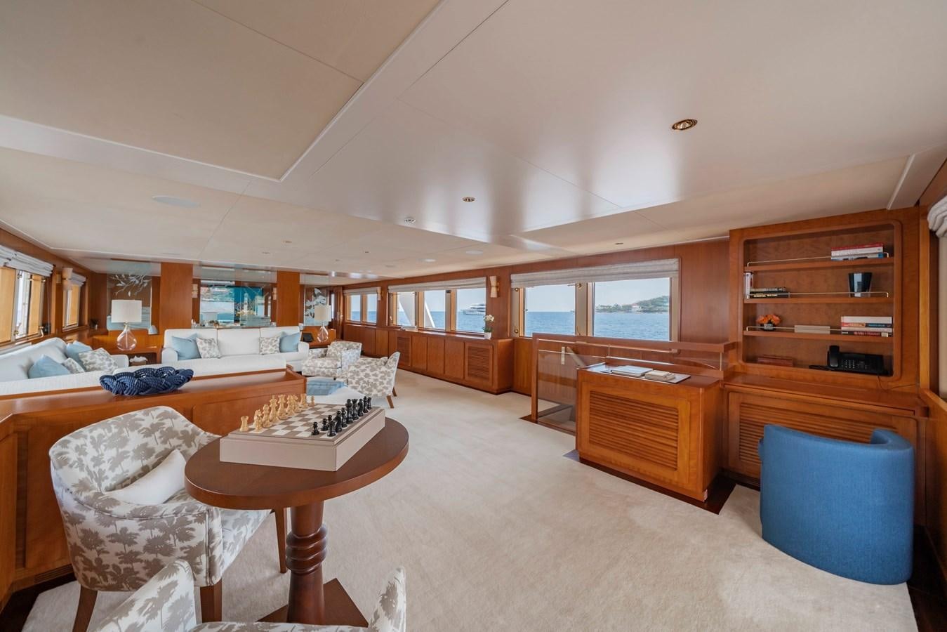 a large bedroom with a large open window aboard SYNTHESIS 66 Yacht for Sale