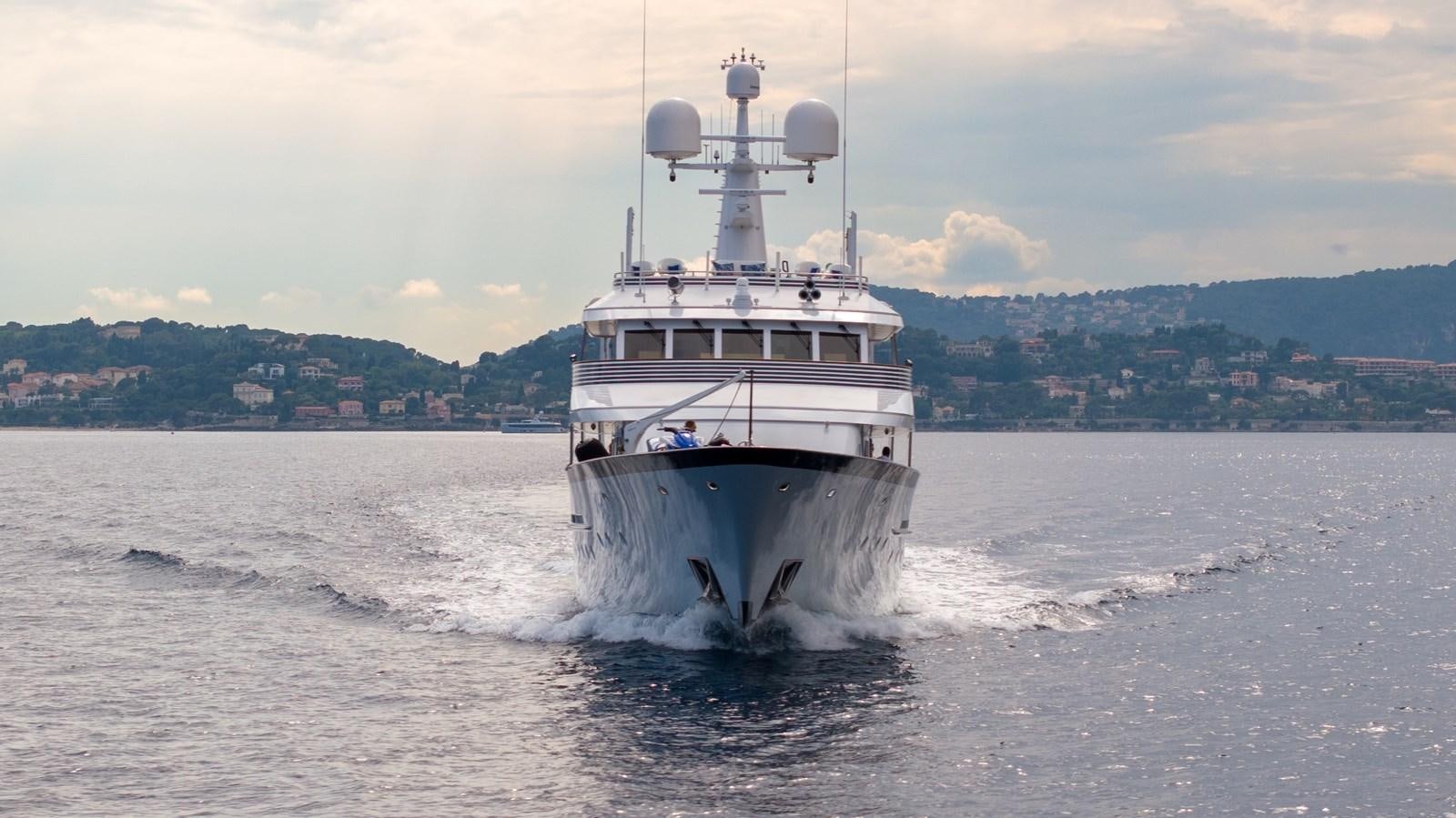 a large ship in the water aboard SYNTHESIS 66 Yacht for Sale