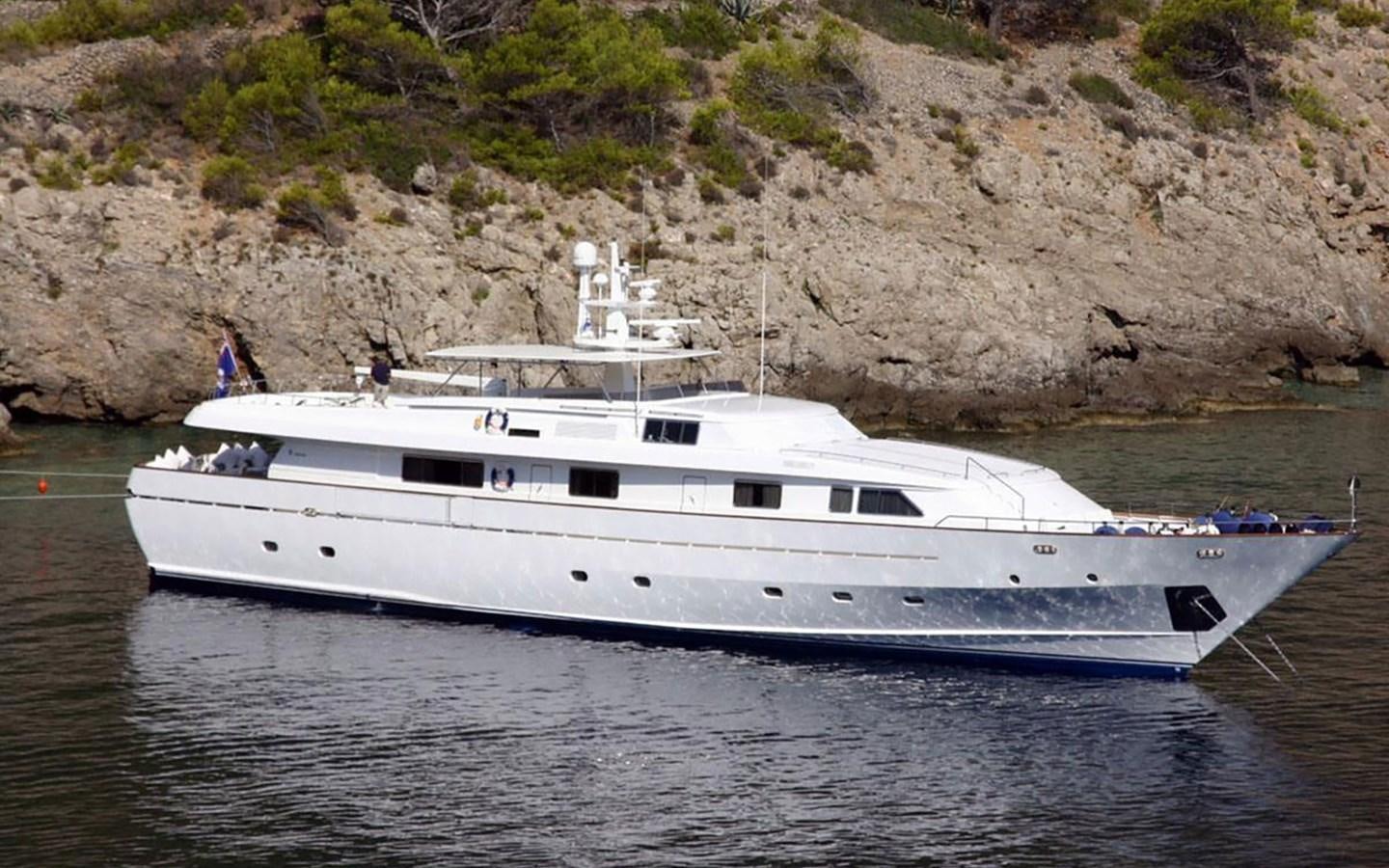 a white yacht on the water aboard JUNESTAR Yacht for Sale