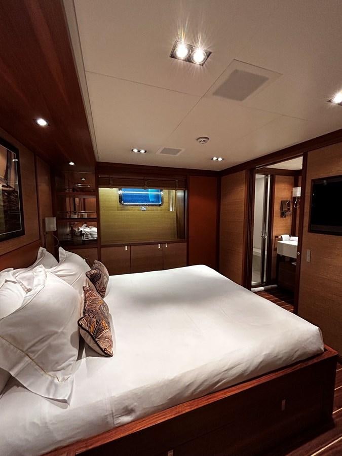 a bed in a room aboard STATE OF GRACE Yacht for Charter