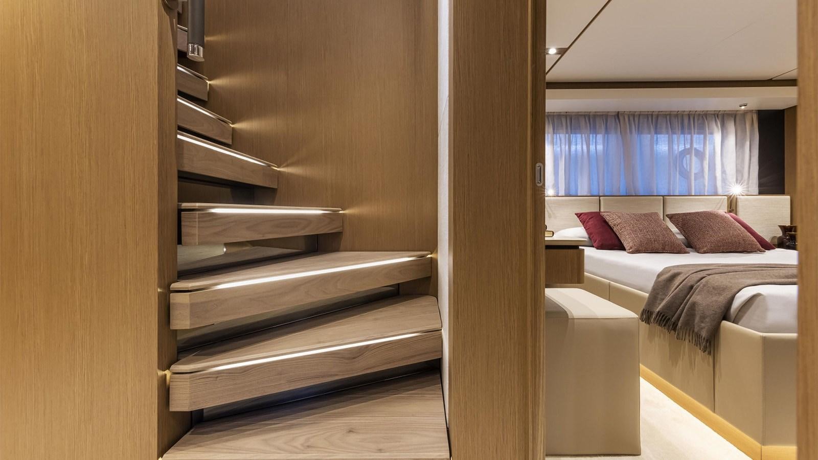 a room with bunk beds aboard FERRETTI 1000 Yacht for Sale