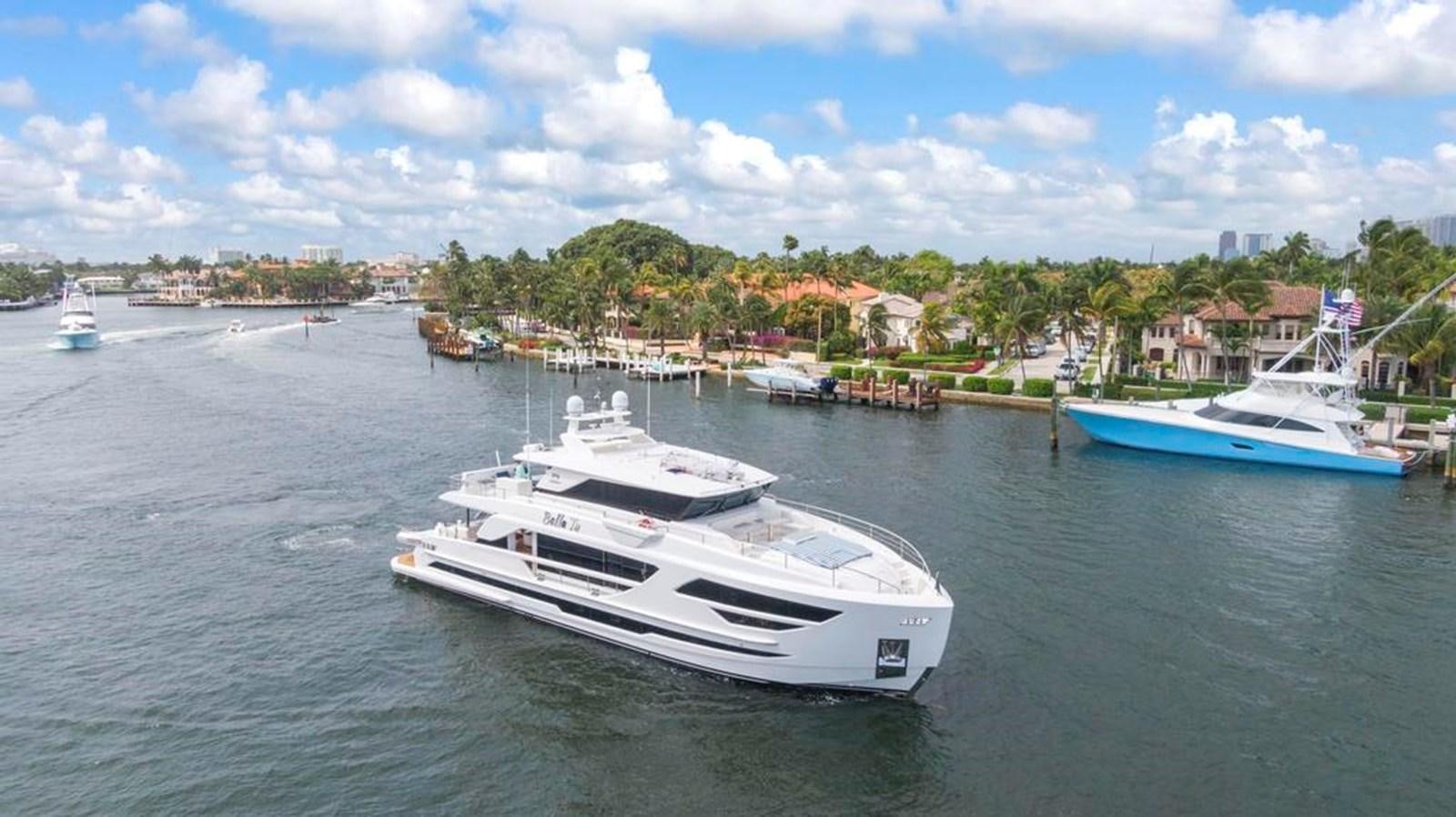 a group of boats in a harbor aboard BELLA TU Yacht for Sale