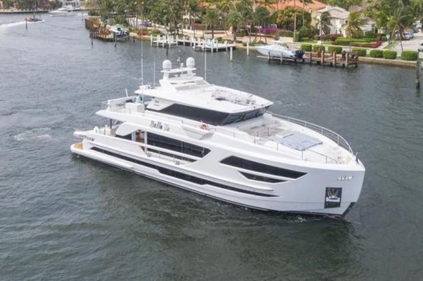 a white boat on the water aboard BELLA TU Yacht for Sale