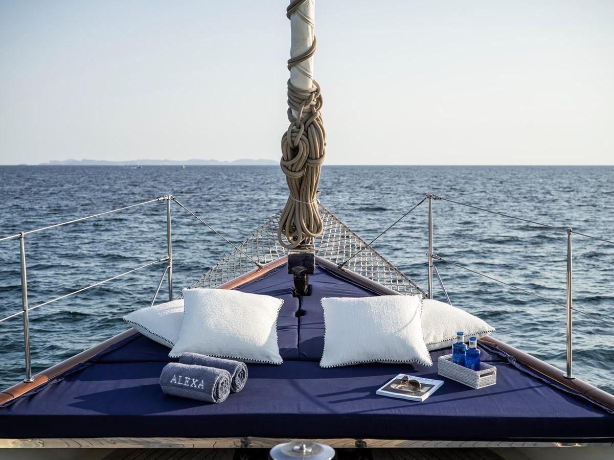 a boat with a rope attached to it aboard ALEXA OF LONDON Yacht for Charter