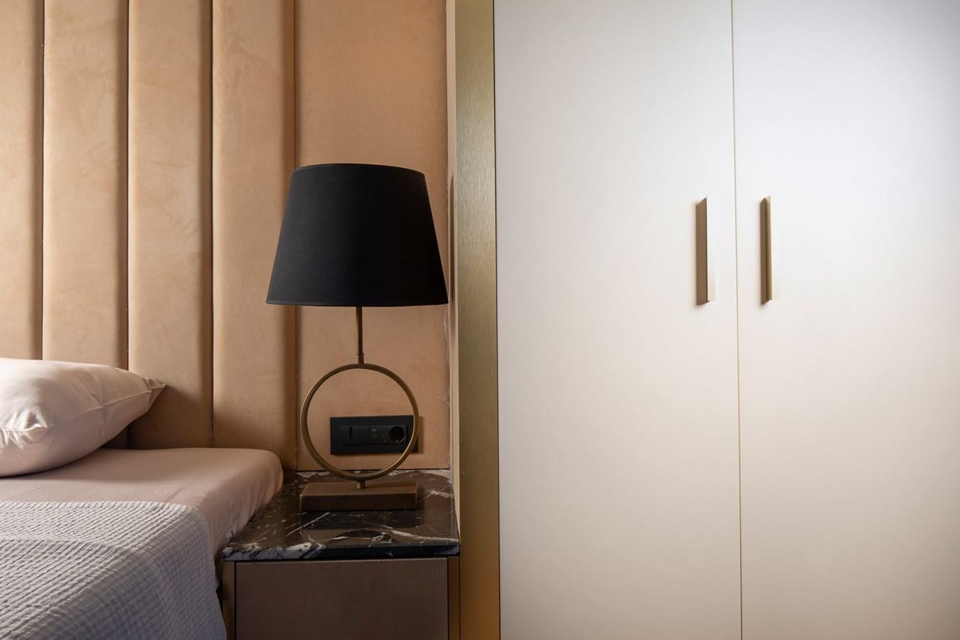 a lamp on a table aboard EZGY Yacht for Sale