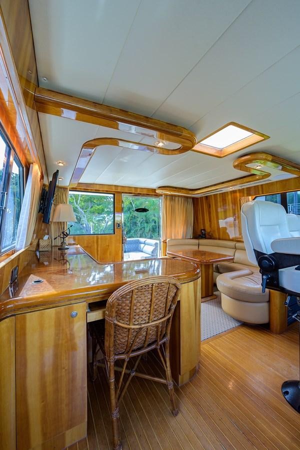 a bathroom with a large window aboard 82 Yacht for Sale