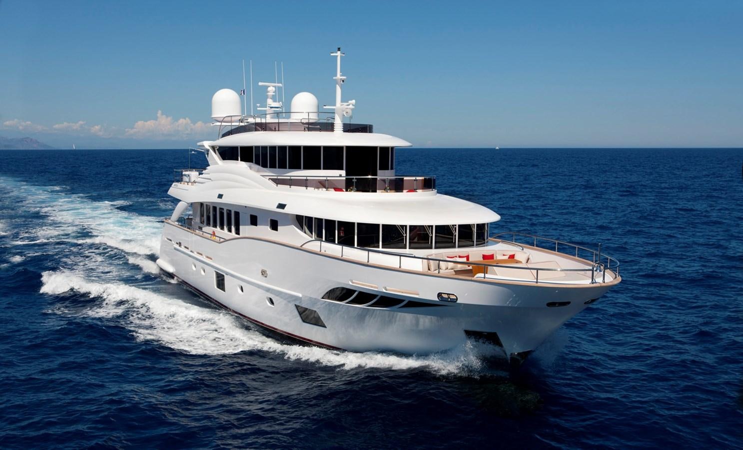 a white boat on the water aboard GATSBY Yacht for Sale