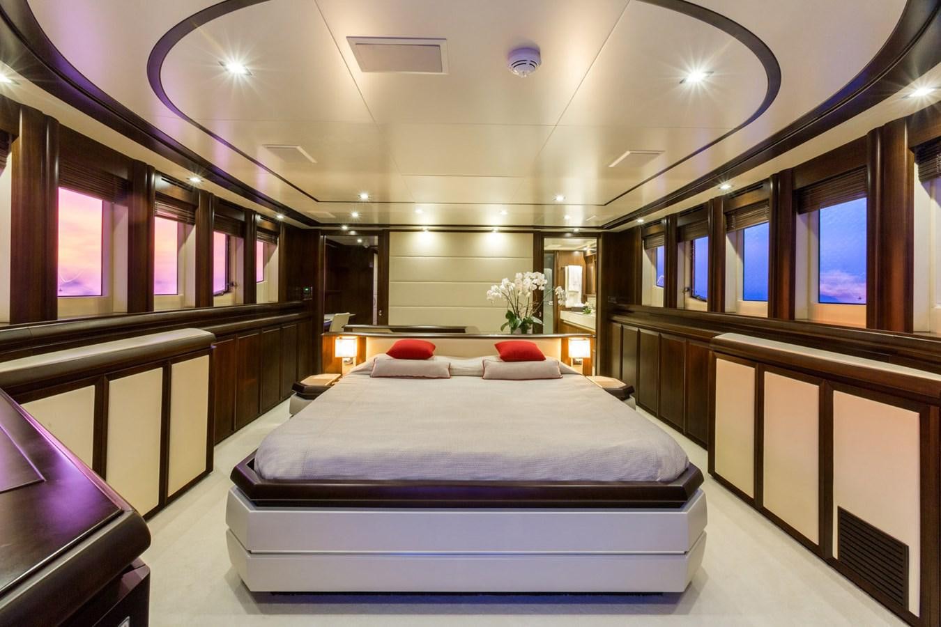 a bed in a room aboard GATSBY Yacht for Sale