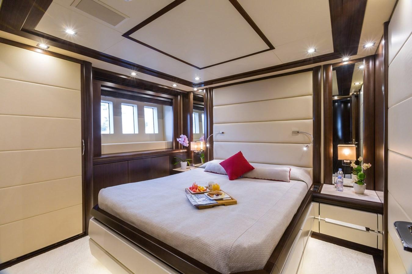 a bed in a room aboard GATSBY Yacht for Sale