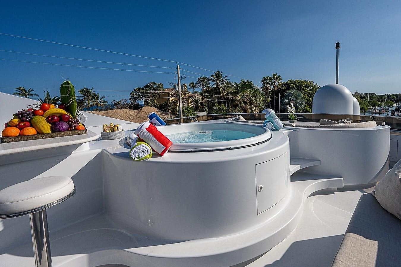 a white tub with fruit on it aboard LAGNIAPPE Yacht for Sale