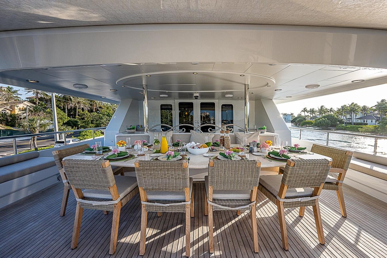 a table set for a meal aboard LAGNIAPPE Yacht for Sale