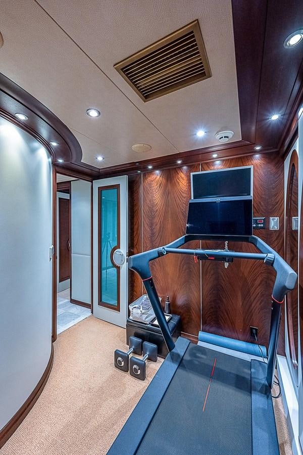 a blue stretcher in a room aboard LAGNIAPPE Yacht for Sale