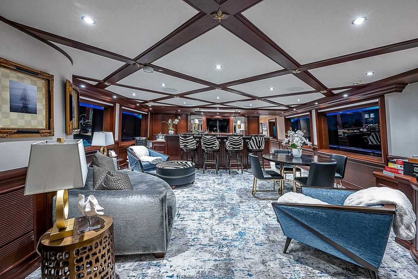 a living room with a large open floor plan aboard LAGNIAPPE Yacht for Sale