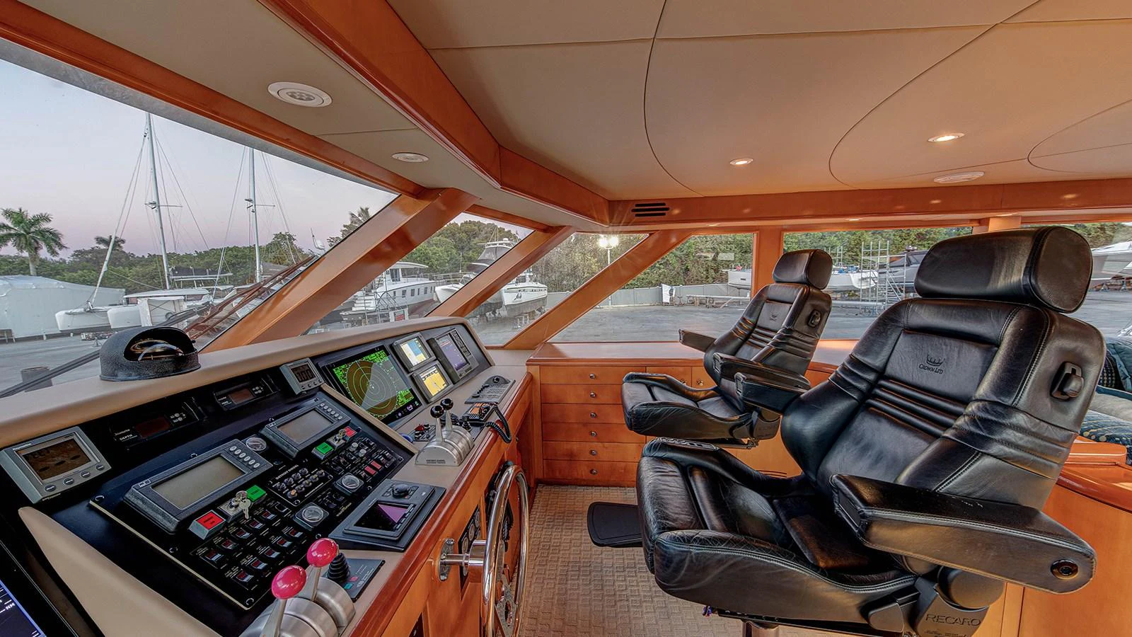 inside of a car aboard SIR JON II Yacht for Sale