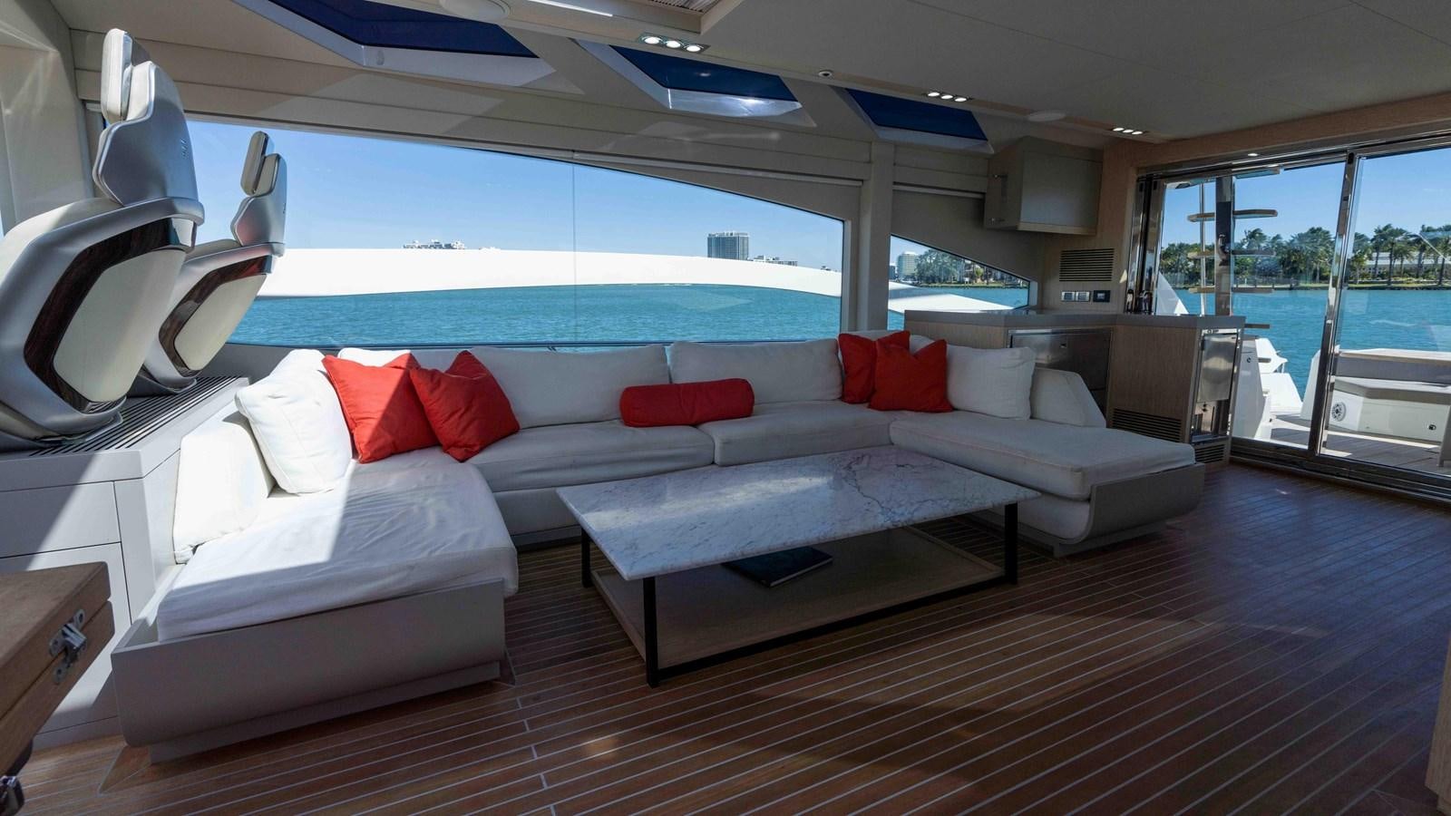 a large modern bedroom with a large bed and a large window aboard ADONIS Yacht for Sale
