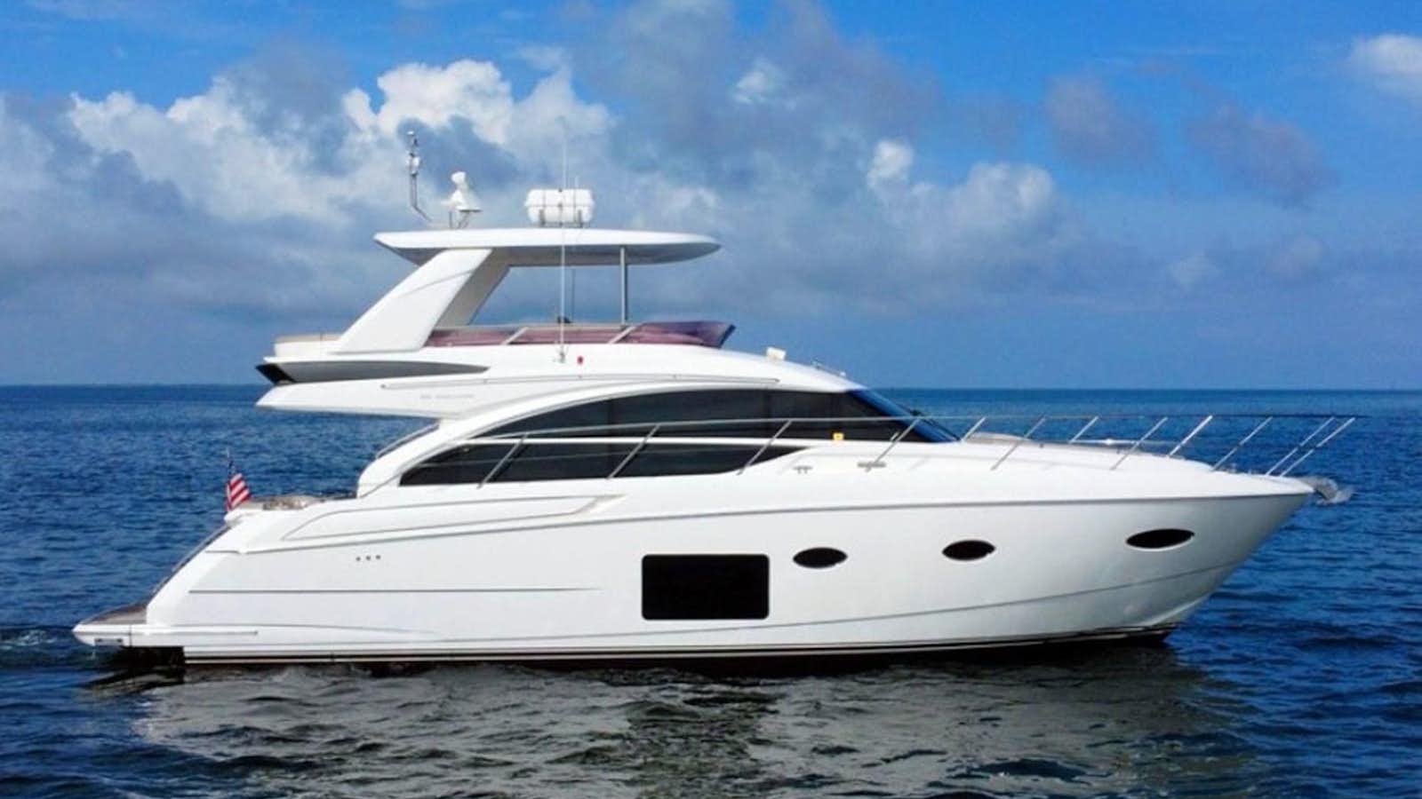 a white yacht in the water aboard PRINCESS FLYBRIDGE 56 MOTOR YACHT Yacht for Sale