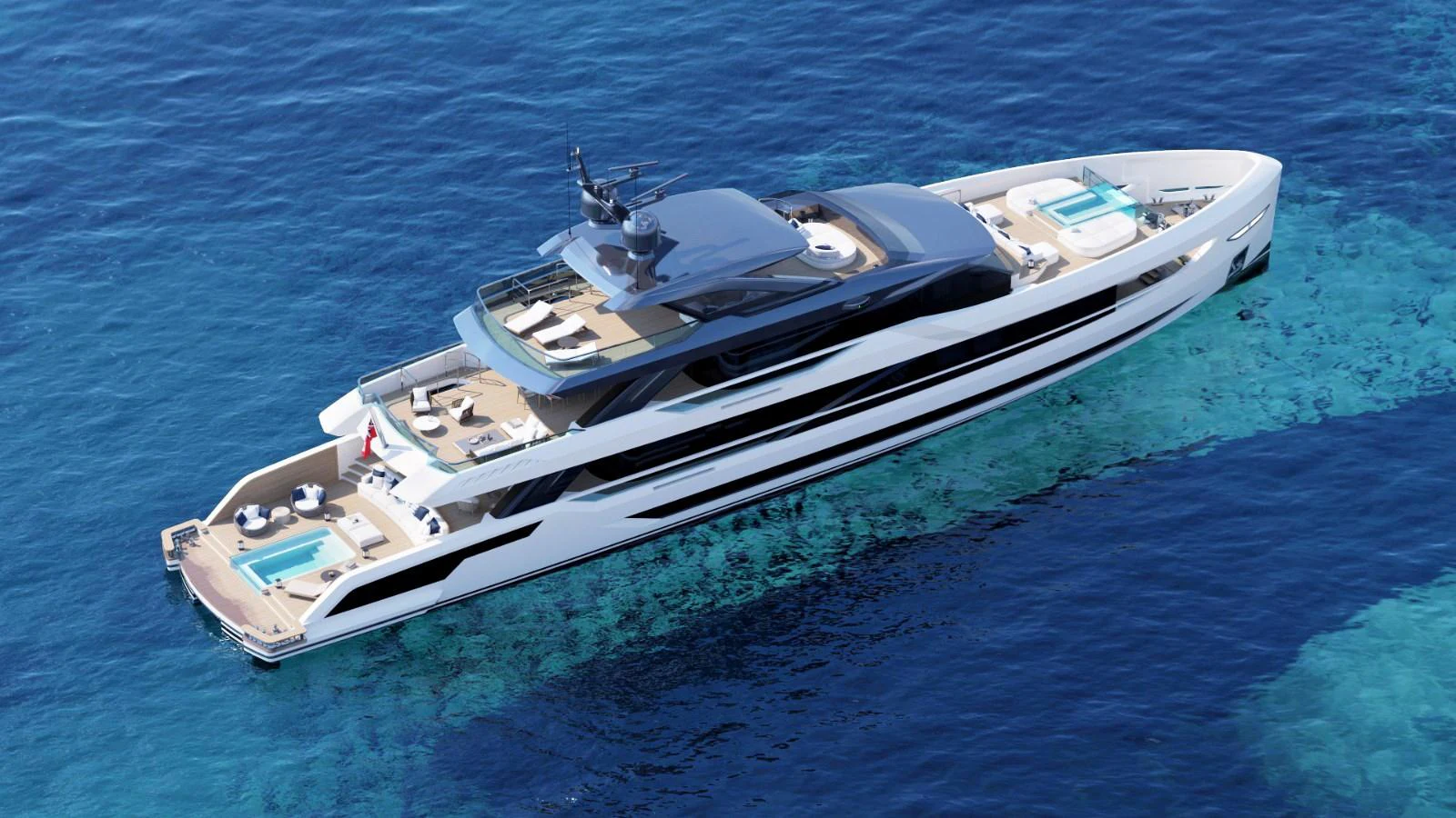 a high angle view of a boat aboard LEGASEA Yacht for Sale