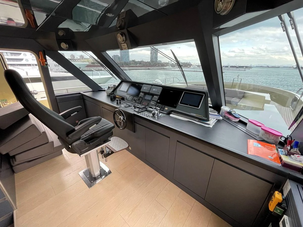a room with a desk and computer aboard PENNON Yacht for Sale